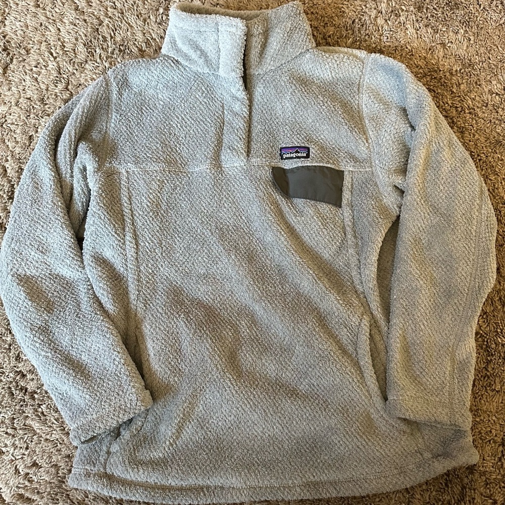 Girls patagonia pullover‎ fleece gray size large 12
